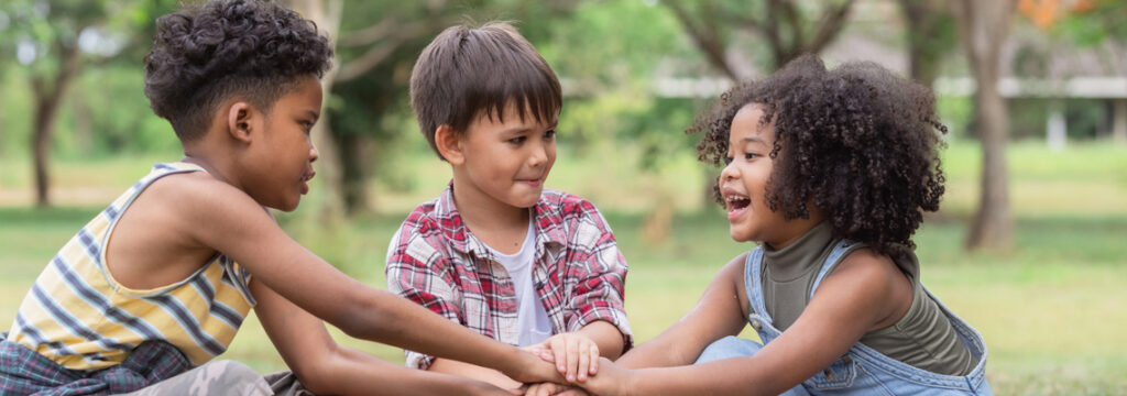 Three children playing