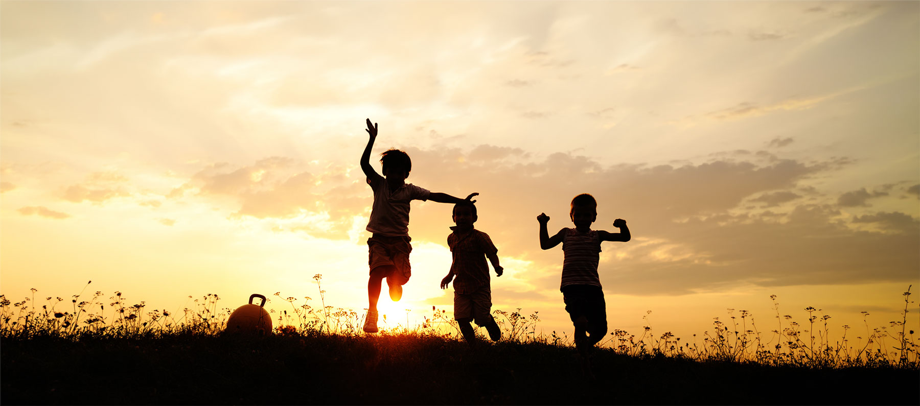 Children playing in a field.